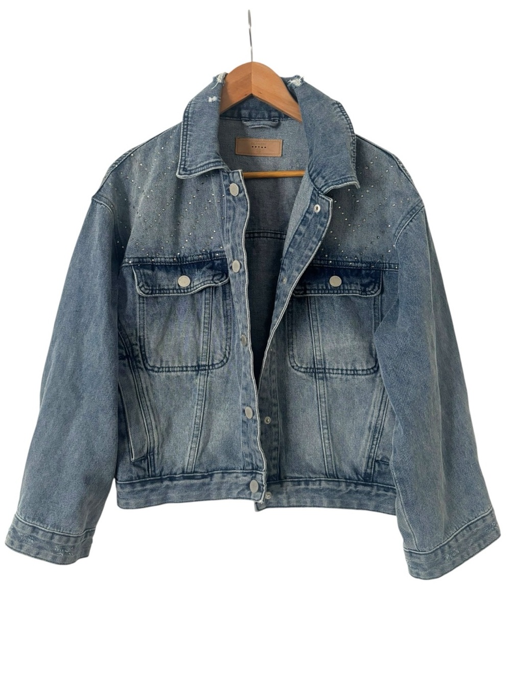 Blank NYC Rhinestone Embellished Denim Jacket - Picture 2 of 4